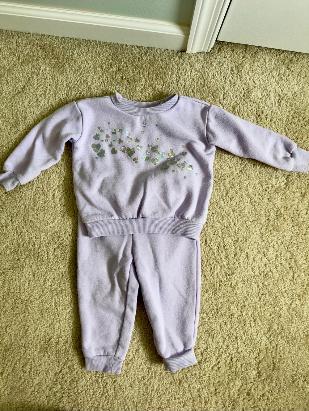 The Children's Place Lilac Sequin Heart Pajama Set
